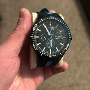 Invicta Men's Black and Blue Chronograph Watch